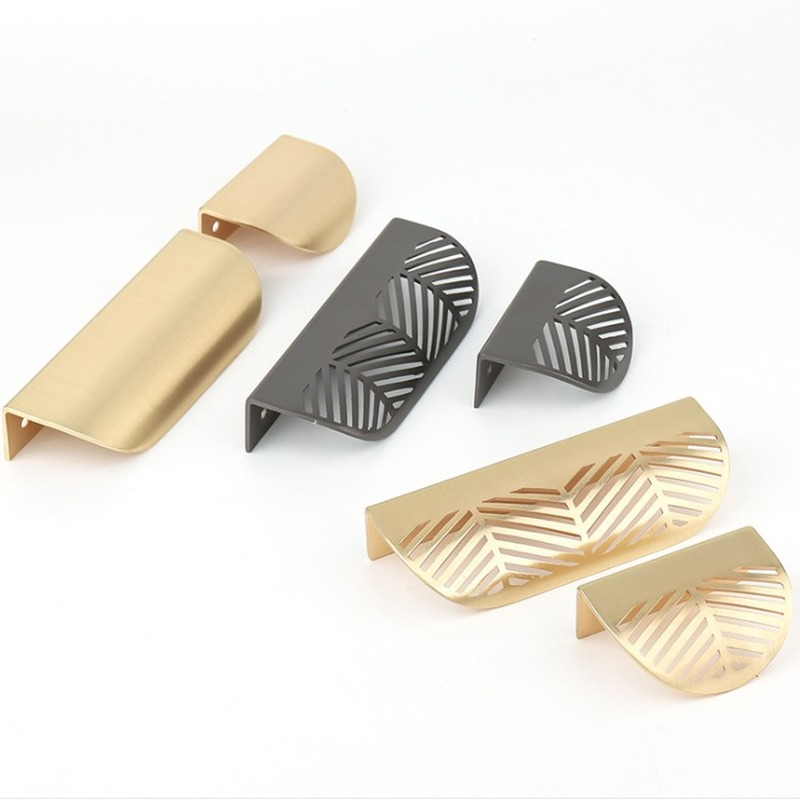 Drawer Pull Gold - Uchwyt w kształcie liścia złoty szczotkowany