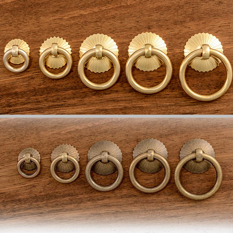 Drawer Pull Gold - Vintage mosiężna szafka pierścień gałki ciągnie